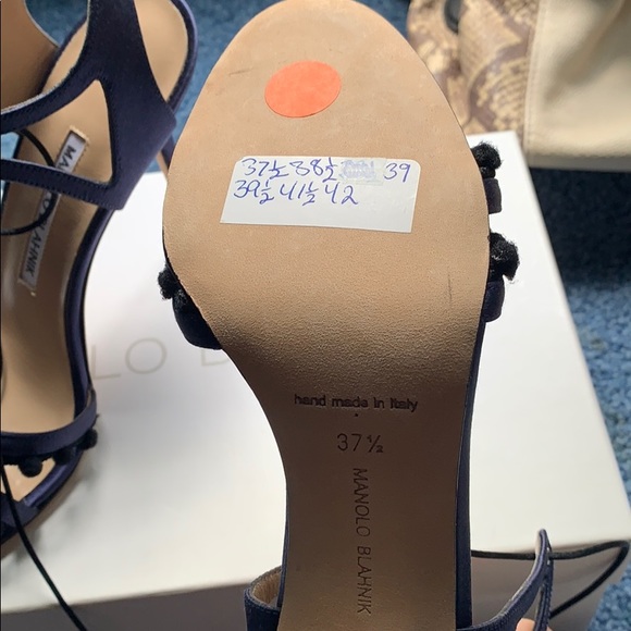 Manolo Blahnik ‘Esparra’ Sandals in Navy Blac - Picture 4 of 11